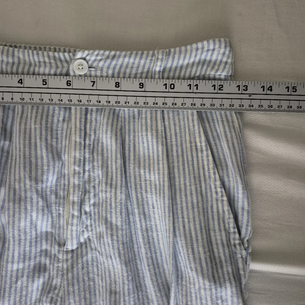 Reformation Womens Sz 0 Pinstripe 100% Linen Wide Leg Pants Resort Beachy Pleat‎